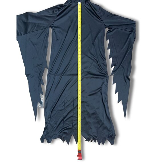 Grim Reaper Halloween Costume With Hood & Jagged Sleeves Adult Size Long Black C - Picture 3 of 6